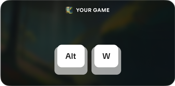 Ilustración estilizada del atajo de teclado del overlay (Alt+W)